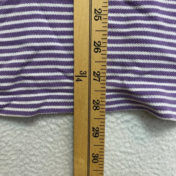 VINTAGE Polo Ralph Lauren Polo Shirt Mens L Purple Short Sleeve Striped Made USA - Picture 11 of 12